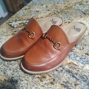 Sofft Neah SF0067100 Luggage Open Slip-on Leather Loafer Mule Brown Women's 7.5M